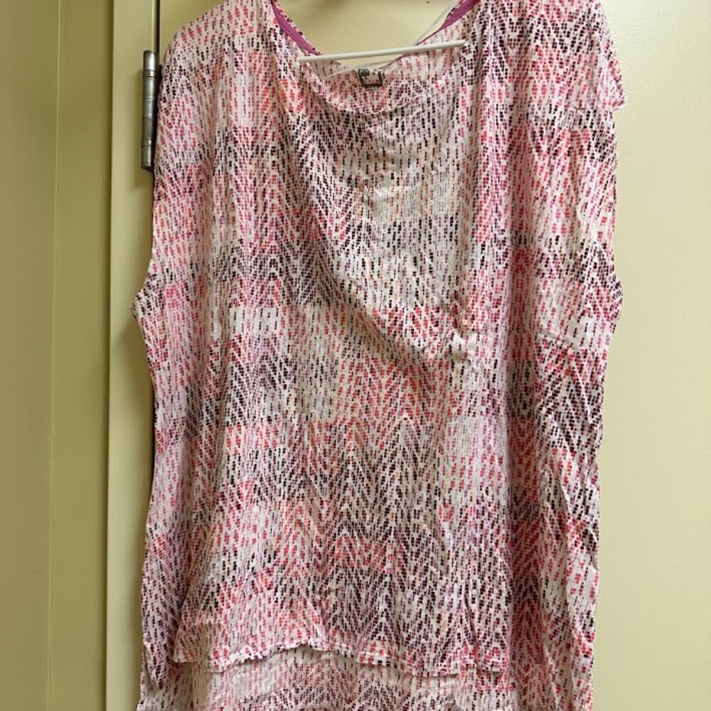 S112 - JCP Pink White Maroon Top Shirt  3x 24